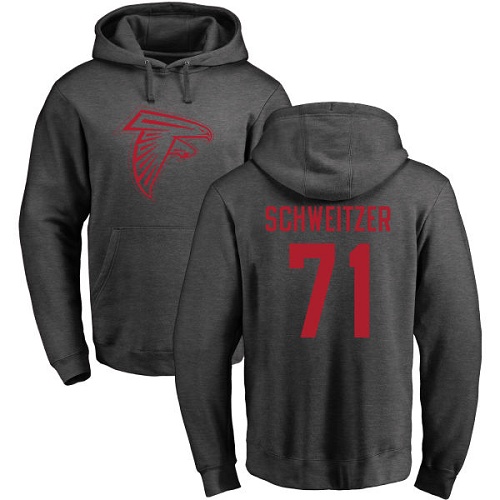 Atlanta Falcons Men Ash Wes Schweitzer One Color NFL Football #71 Pullover Hoodie Sweatshirts->atlanta falcons->NFL Jersey